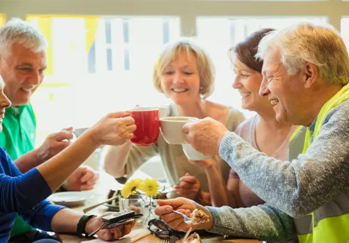 group of people in their second half of life finding their place with friends.