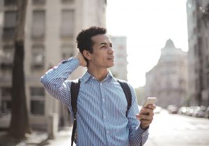 Man confused walking.
