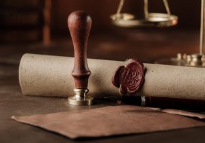 Last will and testament with notary public tools