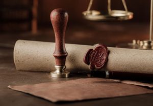 Last will and testament with notary public tools