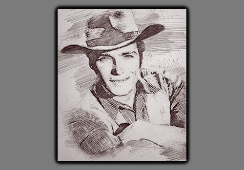 A fan made pencil drawing of actor Clint Eastwood