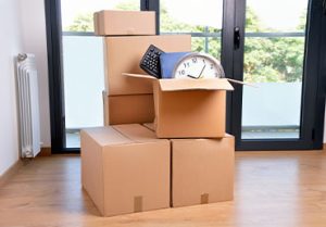 Boxes ready for a move to downsizing
