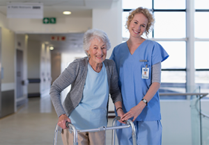 what is Medicare gap coverage nurse and senior woman smiling in hospital and looking at camera thumbnail image