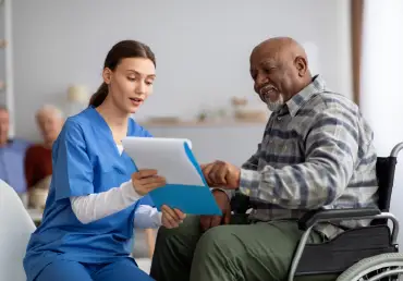 medicaire eligibility requirements senior in wheelchair and nurse paperwork senior home thumbnail image
