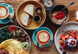 Morning breakfast on table